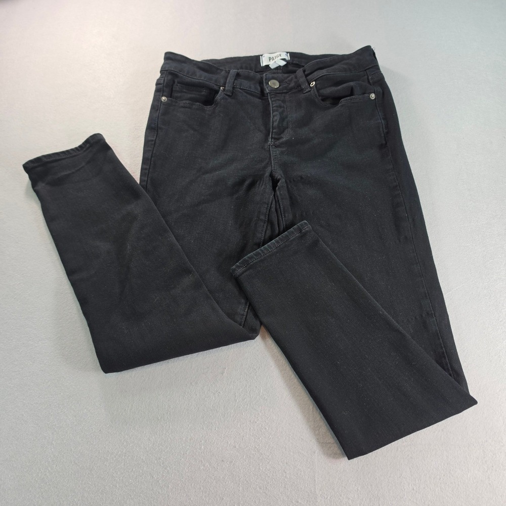 PAIGE Verdugo Ankle Skinny Jeans 27 Black Mid Rise Stretch Premium Denim